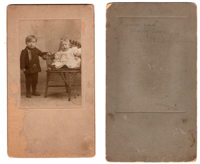 Frances & Charley Crone

This photo mounted on board states: "Frances & Charley Crone, 1917"
