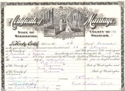 Frederick D. "Fred" Rockey & Nell Bromley Rockey Marriage Certificate

This Marriage Certificate is for Frederick D. "Fred" Rockey & Nell Bromley Rockey

Date of Marriage was 10 November 1922.
