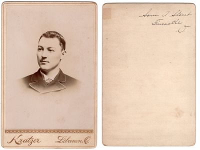 Sam A. Stoudt

This Cabinet Card Photo states: "Sam A. Stoudt, Fincastle, Ohio"

The Photographers name is "Kratzer", Lebanon, Ohio
