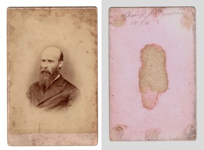 Rev. John J. Cressman

This was Donated by Marlene Clancy Diamond

This Cabinet Card Photo states: "Rev. J. J. Cressman, 1884"

