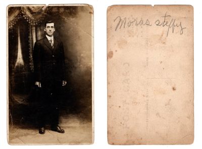 Click to view full size image
==============
Moras Steffy
This was Donated by Marlene Clancy Diamond
This Real Photo Postcard (RPPC) states: "Moras Steffy"
Moras Steffy
This was Donated by Marlene Clancy Diamond
This Real Photo Postcard (RPPC) states: "Moras Steffy"