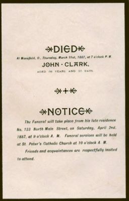 John Clark Bible

THIS HAS BEEN RETURNED TO FAMILY

John Clark Memorial (1829-1887).
