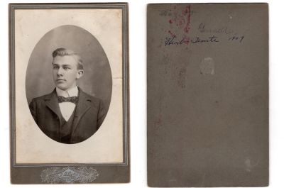 Herb Temte

This was Donated by Cheryl Webber/The Terry Girls Genealogy

This photo mounted on board states: "Herb Temte, 1909"

There is also some notations in pencil. See back of photo mounted on board

The Photographers name is "Oyloe", Brookings, South Dakota
