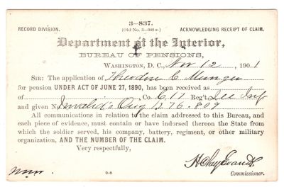 Pvt. Theodore Chapin Munger

This was Donated by Mary Muhlfeld

Civil War Document for Theodore Chapin Munger

