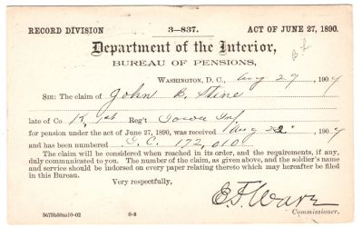 John Burge Stine

This was Donated by Mary Muhlfeld

Civil War Document for John Burge Stine
