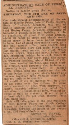 Hector Pence

Administrator's Sale of Personal Property Notice in Paper, 1923
