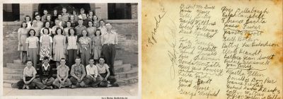 Identified/See back for names

THIS HAS BEEN RETURNED TO FAMILY

Photo made by the Horton Studio in Meridian, Idaho. The names of those in the photo are written on the reverse side. This is an 8th grade class photo. 
Surnames Include: McGuire, Moore, Gentry, Watkins, Holloway, Marks, Haines, Crockett, Venable, Montieth, Ankerman, Lowery, Hardy, Brant, Warfield, Dillbaugh, Campbell, Buchta, Fisher, Botkin, Richardson, Sweet, Grasmick, Perry, Freytag, Dick, Walters & Horton
