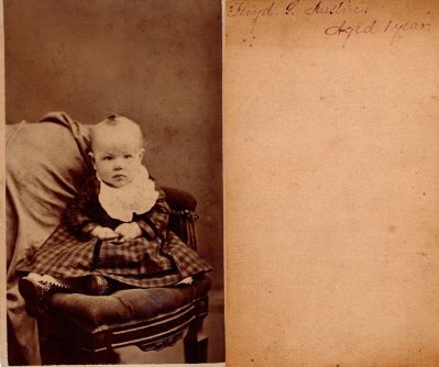 Floyd S. Austin

THIS HAS BEEN RETURNED TO FAMILY

This CdV Photograph States: "Floyd S. Austin, Aged 1 year"

