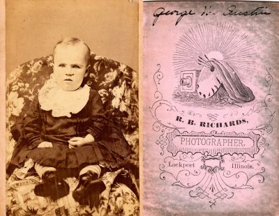 George W. Austin

THIS HAS BEEN RETURNED TO FAMILY

This CdV Photograph States: "George W. Austin"

The Photographers name is "R. B. Richards", Lockport, Illinois.
