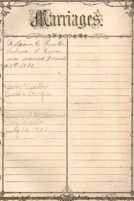 William Evans Houston Family Bible

THIS HAS BEEN RETURNED TO FAMILY

Marriages--William Evans Houston Family Bible.

