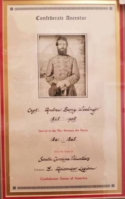Captain Andrew Barry Woodruff


This Framed Document was Shared by Member Ay PM.

This is a Document for Capt. Andrew Barry Woodruff.

Served in the Confederate Army from 1861 thru 1865.

