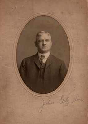 John Jacob Getz Sr.

THIS HAS BEEN RETURNED TO FAMILY

This photo mounted on board states: "John Getz Sr."
