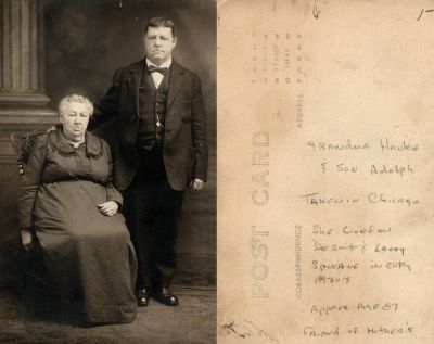 Click to view full size image
==============
Adolph Hankie & his Mother
This was Donated by Cheryl Webber.
This Real Photo Postcard (RPPC) States: "grandma Hankie & son Adolph. Taken Chicago. She lived on Desmit & Lacey Spokane in 1930's. Approx. Age 87. Friend of mother's."
 Adolph Hankie & his Mother
This was Donated by Cheryl Webber.
This Real Photo Postcard (RPPC) States: "grandma Hankie & son Adolph. Taken Chicago. She lived on Desmit & Lacey Spokane in 1930's. Approx. Age 87. Friend of mother's."