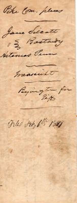 Jane Silcott VS. Caleb Artemis Penn

This was Donated by a Anonymous Donor.

This is part of the court documents for the court case of Jane Silcott VS. Caleb Artemis Penn on the paternity of Jane Silcott's unborn baby

Date of Filed Document is 6 February 1849

