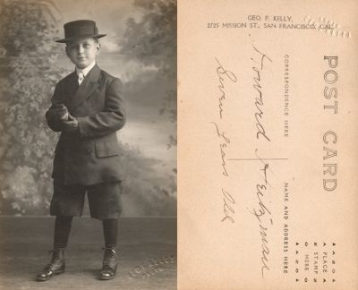 Howard Peter Heitzman

THIS HAS BEEN RETURNED TO FAMILY

This Real Photo Postcard (RPPC) States: "Howard Heitzman, seven years old"

The Photographers name is "Geo. F. Kelly", San Francisco, California.
