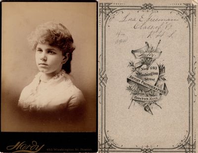 Lora E. Freeman

This was Donated by Pamela Crosby.

This Album is for Lora E. Freeman. She attended R. H. S in 1887. Her individual school photo was taken in Boston Massachusetts.

Further Research is Needed.
