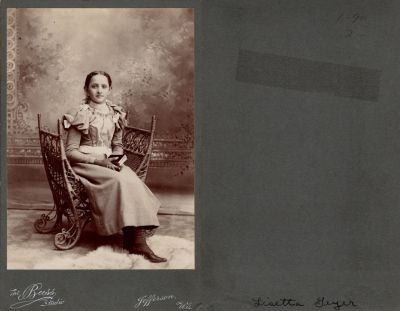 Lisetta Henriette Geyer

This was Donated by Rita Wade.

This Cabinet Card Photo States: "Lisetta Geyer"

The Photographers name is "The Buss Studio", Jefferson, Wisconsin
