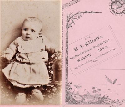 Unidentified

THIS HAS BEEN DONATED TO THE JAMES A. GARFIELD NATIONAL HISTORICAL MUSEUM

This was Donated by Jessica Quiroz

Unidentified CdV Photograph

The Photographers name is "Elliott's", Marion, Iowa. 

NOTE: The child in the photo strongly resembles some of the Garfield children.
