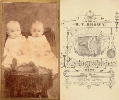 Unidentified

THIS HAS BEEN DONATED TO THE JAMES A. GARFIELD NATIONAL HISTORICAL MUSEUM

This was Donated by Jessica Quiroz

Unidentified CdV Photograph

The Photographers name is  "H. V. Brown", Clyde, Ohio
This CdV Photograph strongly resemble the Garfield children, however, they may have been children of Garfield siblings or in-laws. 
