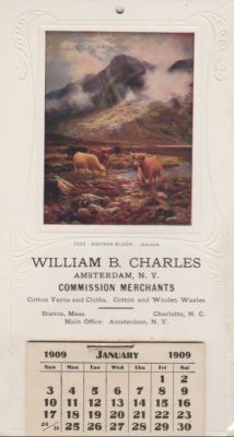William Barclay Charles

THIS HAS BEEN RETURNED TO FAMILY

This is a Calendar that was a advertisement for William Barclay Charles Textile Business in Amsterdam, New York.
