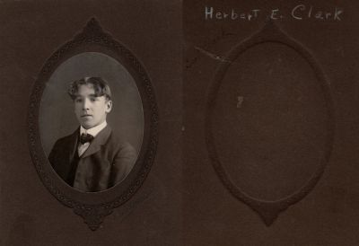 Herbert E. Clark

This photo mounted on board states: "Herbert E. Clark". Then to the left side it states: "Bert Clark:

The Photographers name is "Davis & _____?"

There is no location noted.
