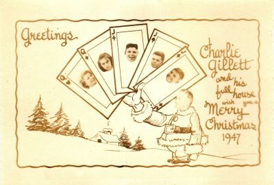 Charles Alton Gillett & Family

THIS HAS BEEN RETURNED TO FAMILY

This Christmas Card Photo States: "Greetings. Charlie Gillett and his full house with you Merry Christmas, 1947"
