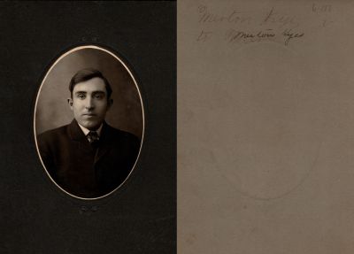Click to view full size image
==============
Merton Kyes
THIS HAS BEEN RETURNED TO FAMILY
This photo mounted on board states: "Merton Kyes"
The Photographer was in Merrill, Wisconsin
Merton Kyes
THIS HAS BEEN RETURNED TO FAMILY
This photo mounted on board states: "Merton Kyes"
The Photographer was in Merrill, Wisconsin