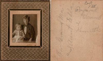 Raymond  & Kenneth George Draver

This small photo mounted on board states: "For Grandma & Aunt Ella. Raymond & Kenneth Draver"

