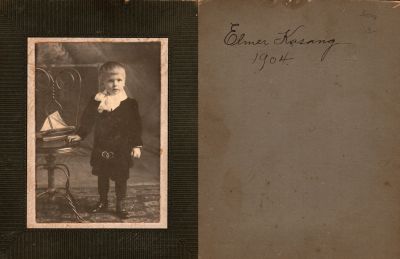 Click to view full size image
==============
Elmer John Kasang
This photo mounted on board states: "Elmer Kasang, 1904"
The Photographers name is "Koeppelmann", Chicago, Illinois
Elmer John Kasang
This photo mounted on board states: "Elmer Kasang, 1904"
The Photographers name is "Koeppelmann", Chicago, Illinois