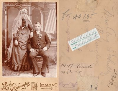 Frederick Schultz & Louise Maria Johanne Weinberg Schultz

This Cabinet Card Photo has been ID'D as Louise Maria Johanne Weinberg Schultz & Frederick Schultz.

This Cabinet Card Photo was Found on Ebay.

The Photographers name is "Reed & Harrington", Lemont, Illinois.

