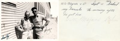 W. G. Wagner & Smitty

This photo States: "USMC Mojave Station Marines 

WWII 1944. W. G. Wagner & I ("Smitty"). 11 September 1944 behind

my barracks...The Morning after he got here".
