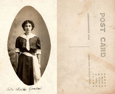 Sestra Martha Goodrich

This was Donated by Cheryl Webber

This Real Photo Postcard (RPPC) States: "Sestra Martha Goodrich"
