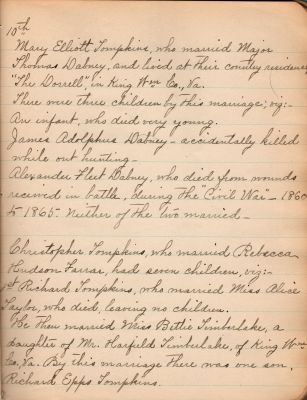 Captain Sally Louisa Tompkins Genealogy Book, Page 15

THIS HAS BEEN DONATED TO THE VIRGINIA MUSEUM OF HISTORY & CULTURE.

Tompkins Genealogy Book.

Page 15

