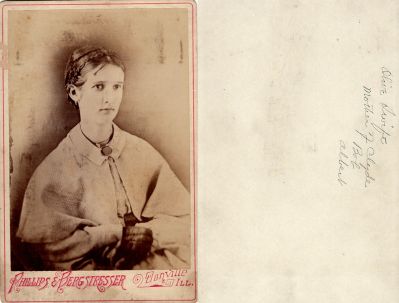 Olive A. Sterling Swift

THIS HAS BEEN RETURNED TO FAMILY

This was Donated by Trisha Noack.

This Cabinet Card Photo States: "Olive Swift, Mother of Clyde, Bob & Albert"

The Photographers name is "Phillip & Bergstresser", Danville, Illinois.
