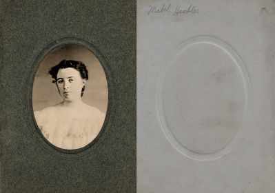 Mabel Heckler

This was Donated by Mel Gamertsfelder.

This photo mounted on board states: "Mabel Heckler"
