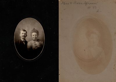 George & Rosa Green

This photo mounted on board states: "Geo. & Rosa Green"

The Photographers name is "Arthur G. Gillette Studio", Grand Rapids, Michigan.
