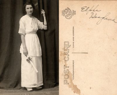 Elpha Berla Hougland

THIS HAS BEEN RETURNED TO FAMILY

This was Donated by Cheryl Webber.

This Real Photo Postcard (RPPC) States: "Elpha Hoagland"
