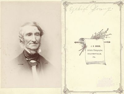 Ezekiel R. Young

This Cabinet Card Photo States: "Ezekiel Young".

The Photographers name is "J. B. Gibson", Coatesville, Pennsylvania.
