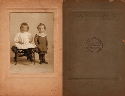 Sybil Elizabeth Huntting & Newell G. Huntting

This photo mounted on board states: "Sybil 4 Years Old & Newell 2 years, 7 months"

The Photographers name is "Weston", Bangor, Maine.
