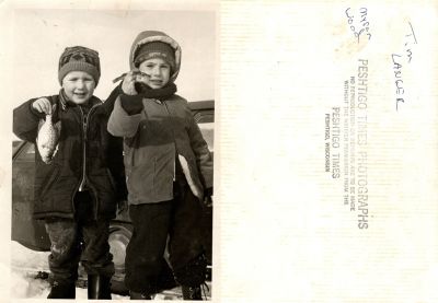 Myron Wood & Tim Langer

THIS HAS BEEN RETURNED TO FAMILY

This Photo was Won in Auction Thru Goodwill of North Central Wisconsin

This Photo States: "Tim Langer & Myron Wood"

The Photographers name is "Peshtigo Times Photographs", Peshtigo, Wisconsin
