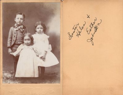 Lester H. , Helen G. & Esther Emily Johnston

This Cabinet Card Photo States: "Lester, Helen & Esther Johnston"

The Photographers name is "Lewis & Wife", Celina, Ohio.
