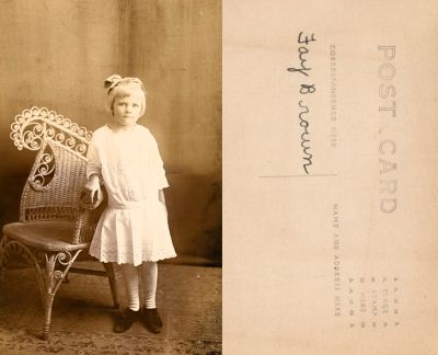 Fay Brown

This was Donated by Cheryl Webber

This Real Photo Postcard (RPPC) States: "Fay Brown"

There is no location noted.
