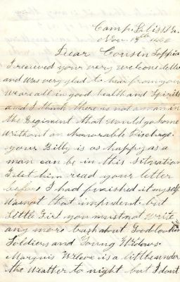 Leroy Wheeler Civil War Letter

THIS HAS BEEN DONATED TO THE NEW YORK STATE MILITARY MUSEUM.

Civil War Letter Home, (Leroy M. Wheeler) Album. Complete transcribed text of letter in album description. The original letter is four pages long, and was donated by Judy Gelfand.
