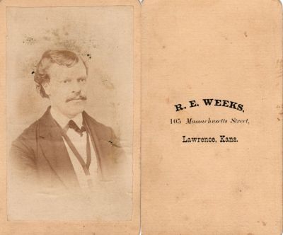 Unidentified

This was Donated by Cheryl Webber.

Unidentified CdV Photograph in the Daniel Benjamin Troutman Family Album.

The Photographers name is "R. E. Weeks", Lawrence, Kansas.
