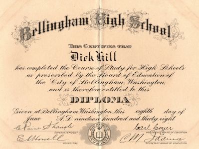 Dick Hill

Bellingham High School Diploma for Dick Hill.

Date of Diploma is 8 June 1939.

