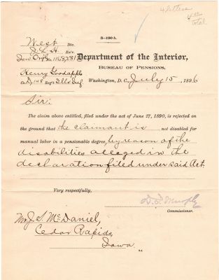 Henry Goodapple

This was Donated by Mary Muhlfeld

Civil War Document for Henry Goodapple
