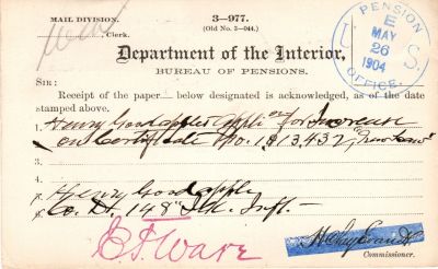 Henry Goodapple

This was Donated by Mary Muhlfeld

Civil War Document for Henry Goodapple
