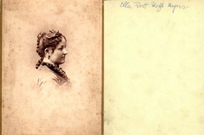 Ella Marie Rott Wolfe Myers

This was Donated by Jody Hansen

This cut cabinet card photo states: "Ella Rott Wolfe Meyers"
