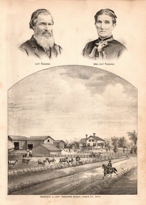 Lott Parsons & Catherine Kendeigh Parsons

This was harvested out of a old genealogy book called "History of Lorain County, Ohio", Circa 1879.

Upper left is Lott Parsons, Upper Right is Catherine Kendeigh Parsons and the lower is a illustration of their residence in Russia, Lorain County, Ohio.
