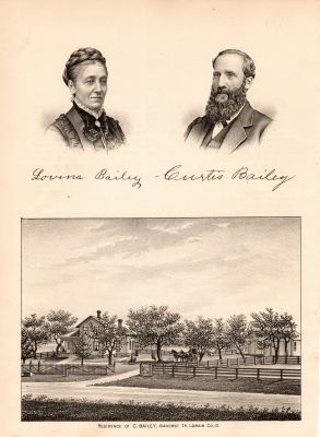 Curtis Bailey & Lovina Ruth Whitney Bailey

THIS HAS BEEN RETURNED TO FAMILY

This was harvested out of a old genealogy book called "History of Lorain County, Ohio. Circa 1879.

Upper left is Lovina Ruth Whitney Bailey & the Upper Right is Curtis Bailey.

The lower part is a illustration of Curtis Bailey's homestead in Amherst Township, Lorain County, Ohio.

